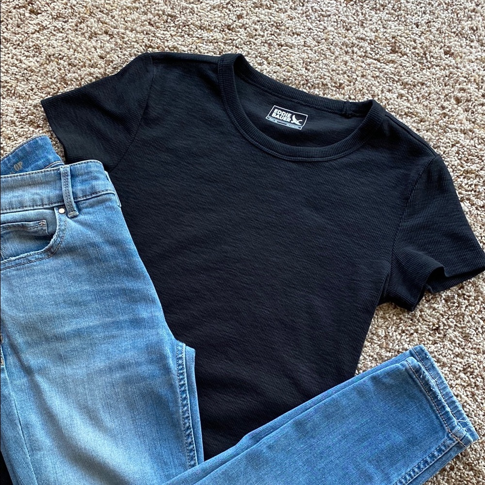 White House Black Market Destructed Skinny Crop